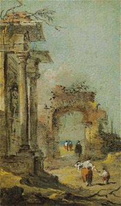 Guardi - Capriccio of architectural ruins and figures, 5443584