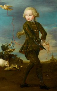 Guardi - Attributed to - PORTRAIT OF A BOY OF THE GRADENIGO FAMILY, POSSIBLY FERIGO (BORN 1758), FULL LENGTH, WITH HIS PET DOVE ON A RIBBON, A WHITE RABBIT IN THE BACKGROUND, lot.102