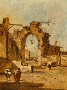 Guardi - A capriccio with figures promenading by ruins, 6182924