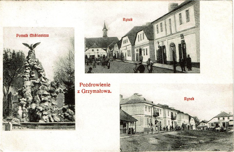 Grzymałów, Rynek. Pomnik Mickiewicza