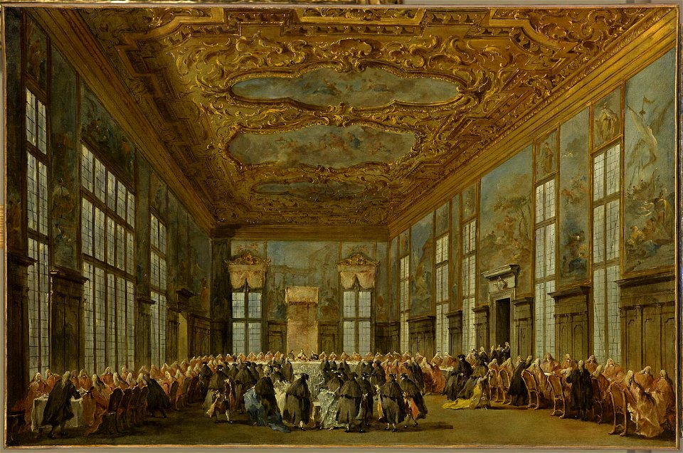 Guardi - Le Doge offre à déjeuner aux ambassadeurs, vers 1770 - 1780, INV 20801