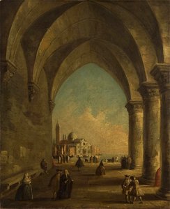 Guardi - Imitator of - San Giorgio Maggiore Seen through the Arches of the Doge's Palace, Cat. 305