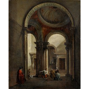 Guardi - SOTTOPORTICO CON FIGURE E SCALA DI PALAZZO, lot.216