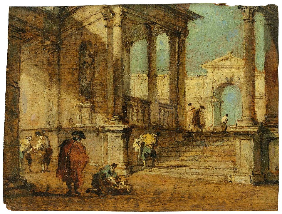 Guardi - An architectural capriccio with figures conversing, 6117617