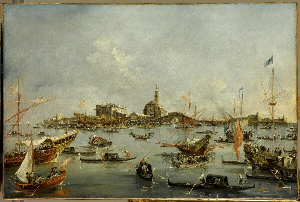 Guardi - Le Doge sur le Bucentaure, à San Niccolò di Lido à Venise, le jour de l'Ascension, vers 1770 - 1780, INV 319