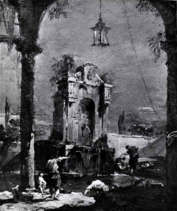 Guardi - Capriccio con fontana e figure, Knoedler and Co