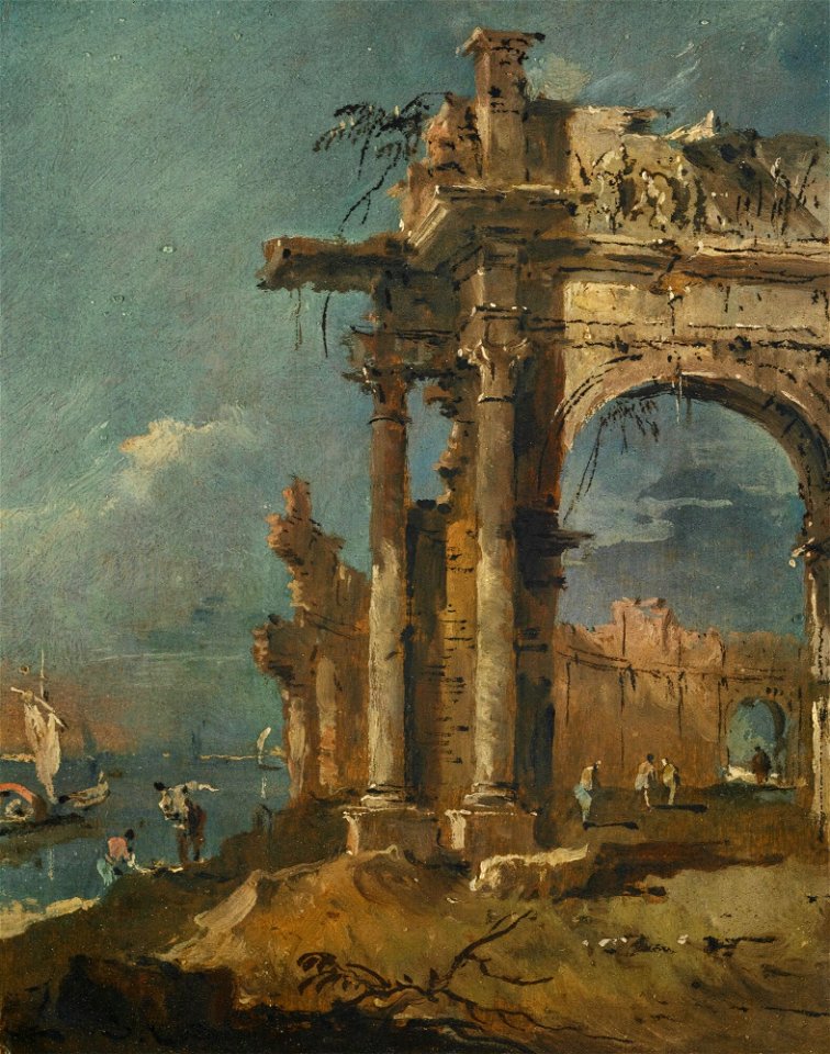 Guardi - A CAPRICCIO WITH A RUINED ROMAN ARCH BESIDE A LAGOON, lot.44