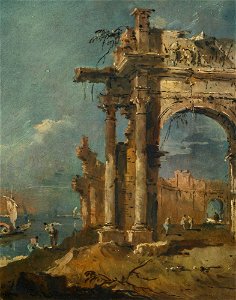 Guardi - A CAPRICCIO WITH A RUINED ROMAN ARCH BESIDE A LAGOON, lot.44