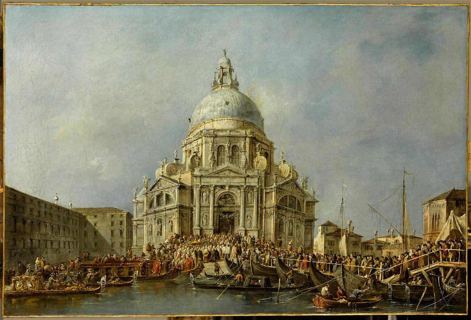 Guardi - Le Doge de Venise se rend à la Salute, le 21 novembre, jour de la commémoration de la fin de la peste de 1630, vers 1770 - 1780, INV 320