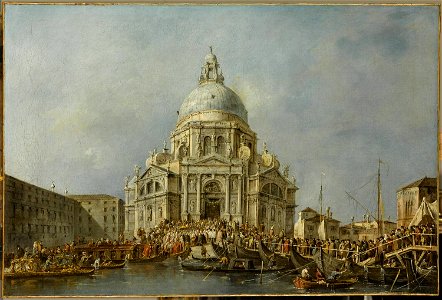 Guardi - Le Doge de Venise se rend à la Salute, le 21 novembre, jour de la commémoration de la fin de la peste de 1630, vers 1770 - 1780, INV 320