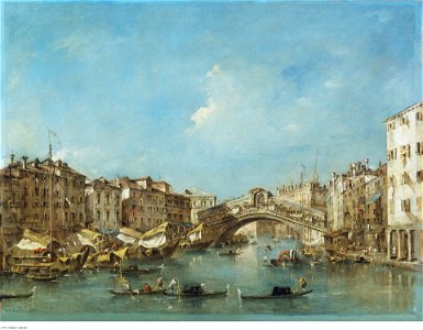 Guardi - Venice the Grand Canal with the Riva del Vin and the Rialto Bridge, c. 1770, P508