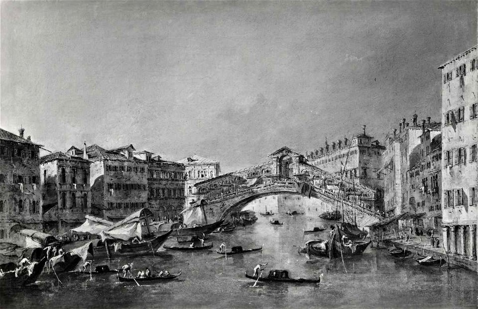 Guardi - Veduta di Venezia con il Canal Grande e il ponte di Rialto da sud, 1780 - 1790, Fondazione collezione E.G. Bührle