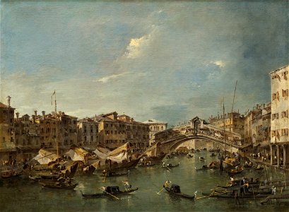 Francesco Guardi - Grand Canal with the Rialto Bridge, Venice (c. 1780)