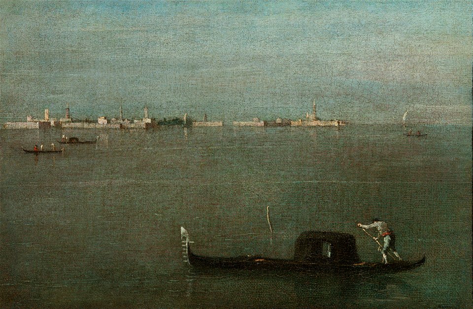 Francesco Guardi - Gondolas on the Lagoon (Grey Lagoon) - Google Art Project