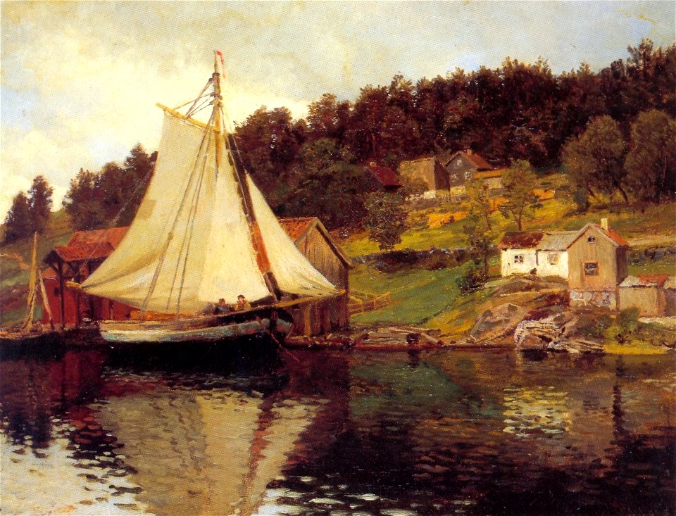 Hans Gude--Fra Sandvika--1873
