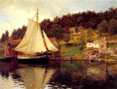 Hans Gude--Fra Sandvika--1873