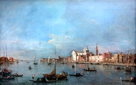 1760 Guardi Blick auf den Giudecca-Kanal nach Nordwesten mit den Zattere Gemäldegalerie Kat.Nr. 501E anagoria