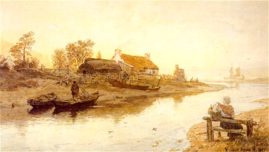 Hans Gude - River Mouth at Brodick, Arran, Scotland - Elvemunning ved Brodick, Arran, Skottland