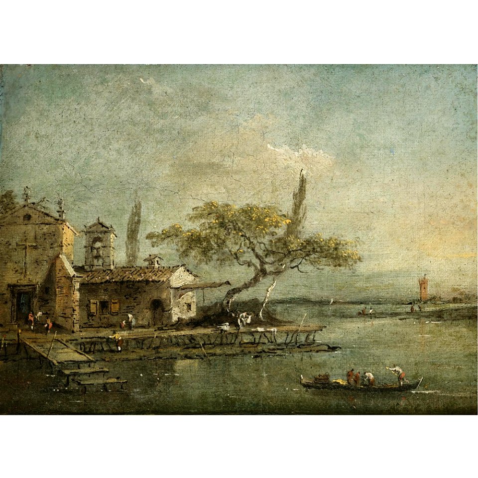 Guardi - A VIEW OF THE ISLAND OF ANCONETTA WITH THE TORRE DI MARGHERA BEYOND, lot.243