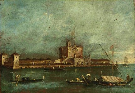 Guardi - View of the Fort of S. Andrea, Venice, with gondolas in the foreground, 6009879