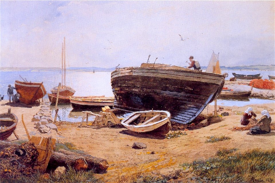 Hans Gude--En Bathavn--1891