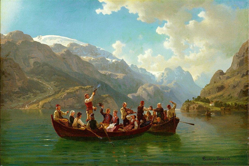 Hans Gude & Adolph Tidemand - Brudeferden i Hardanger (1853)