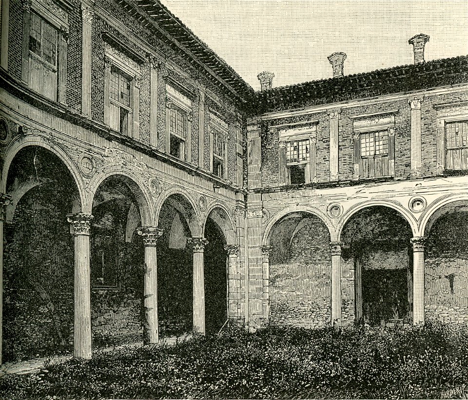 Gubbio cortile del Palazzo Ducale - Free Stock Illustrations | Creazilla