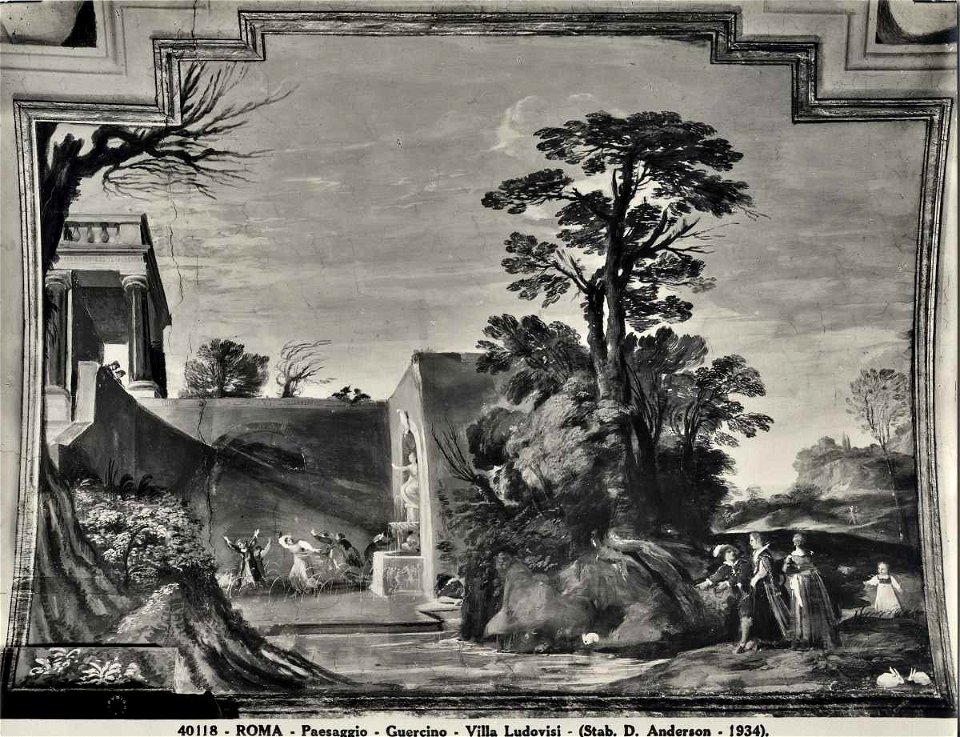 Guercino - Giardino con figure, 1621