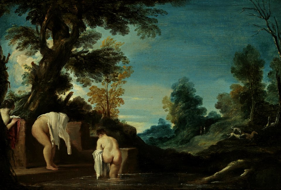 Guercino - Landscape with Bathing Women - Google Art Project
