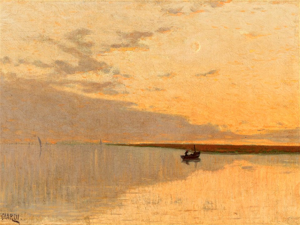Guglielmo Ciardi Barca al tramonto