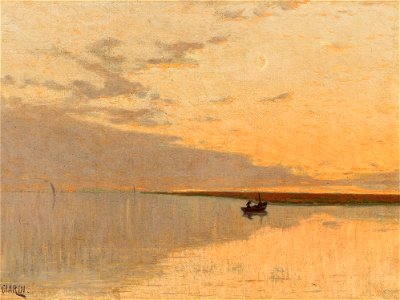 Guglielmo Ciardi Barca al tramonto