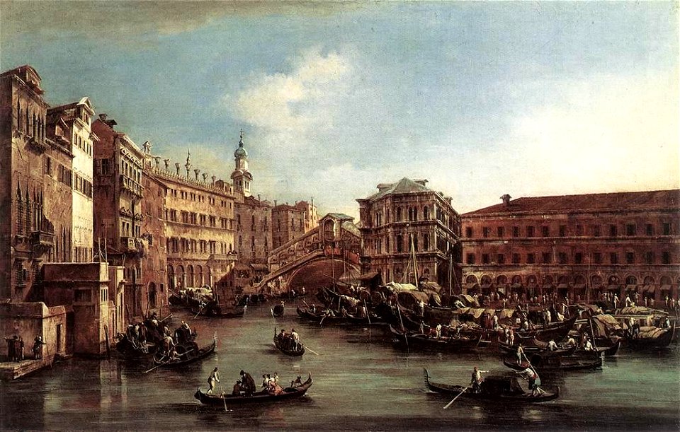 Francesco Guardi - The Rialto Bridge with the Palazzo dei Camerlenghi - WGA10840