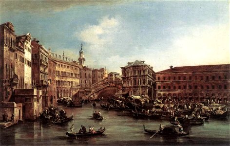 Francesco Guardi - The Rialto Bridge with the Palazzo dei Camerlenghi - WGA10840