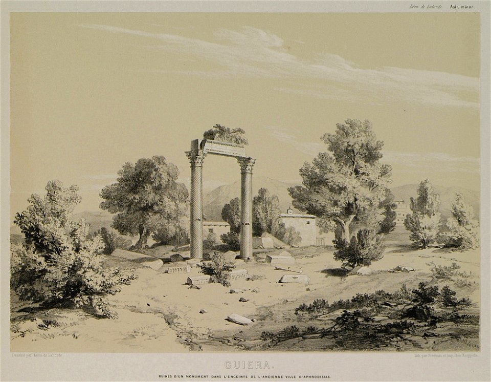 Gueira Ruines d'un monument dans l'enceinte de l'ancienne ville d'Aphrodisias - Laborde Léon Emmanuel Simon Joseph - 1838