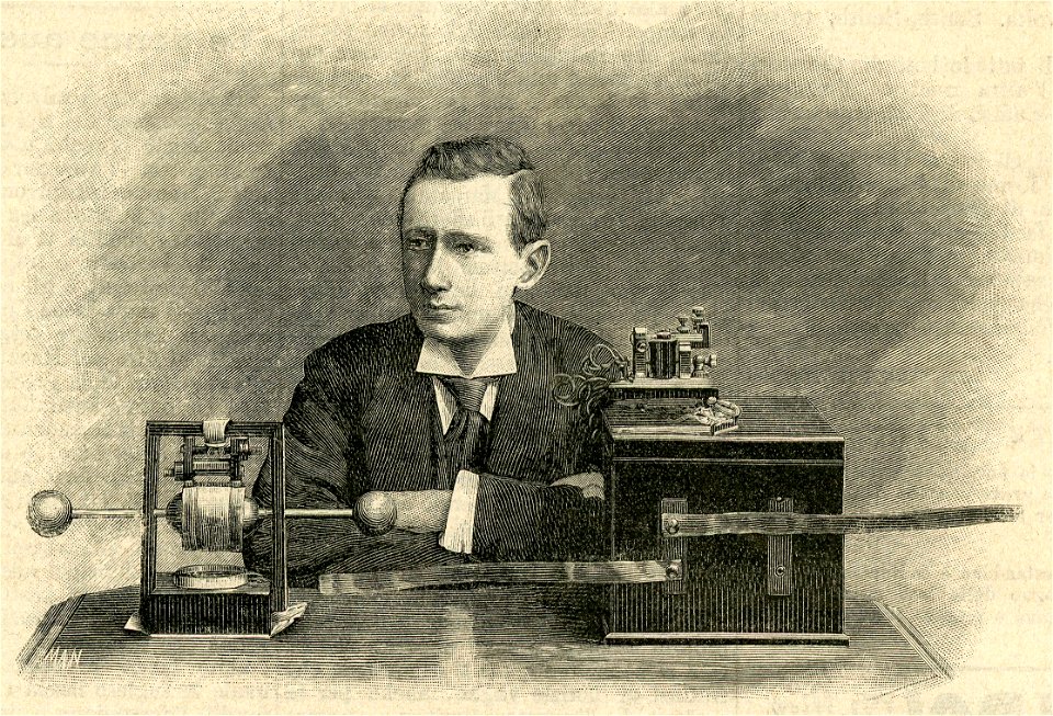 Guglielmo Marconi di Bologna, inventore del telegrafo senza fili. Free illustration for personal and commercial use.