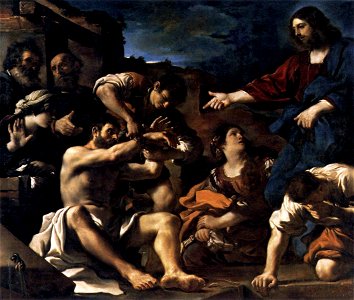 Guercino - Raising of Lazarus - WGA10931. Free illustration for personal and commercial use.