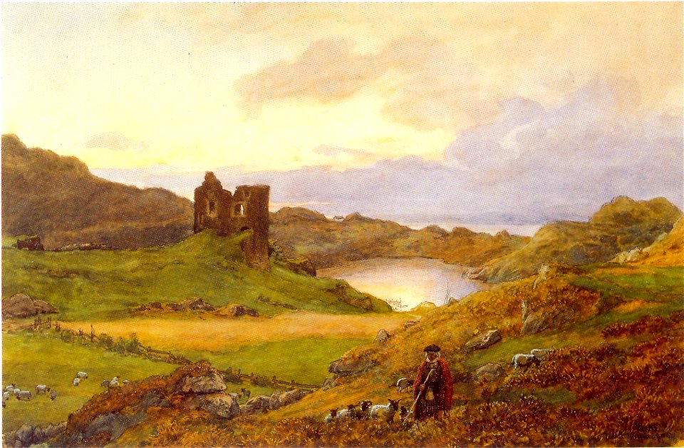 Hans Gude--Landskap Ved Tarbert Castle, Skottland--1877