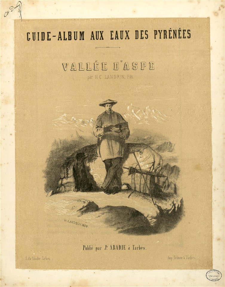 Guide-album aux eaux des Pyrénées. Vallée d'Aspe (Page de titre lithographiée) - Fonds Ancely - B315556101 A ABADIE 3 004