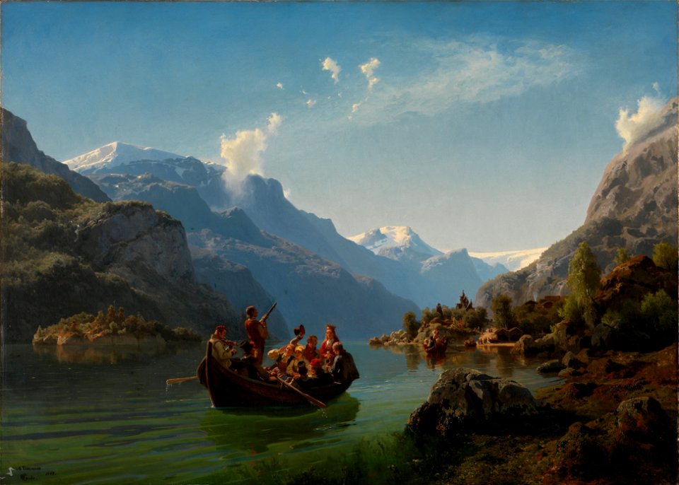 Adolph Tidemand & Hans Gude - Bridal Procession on the Hardangerfjord - Google Art Project