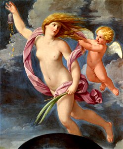 Guido Reni - Fortuna with a purse (1636). Free illustration for personal and commercial use.