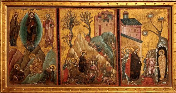 Guido da siena, Trasfigurazione, entrata di Cristo a Gerusalemme e resurrezione di Lazzaro