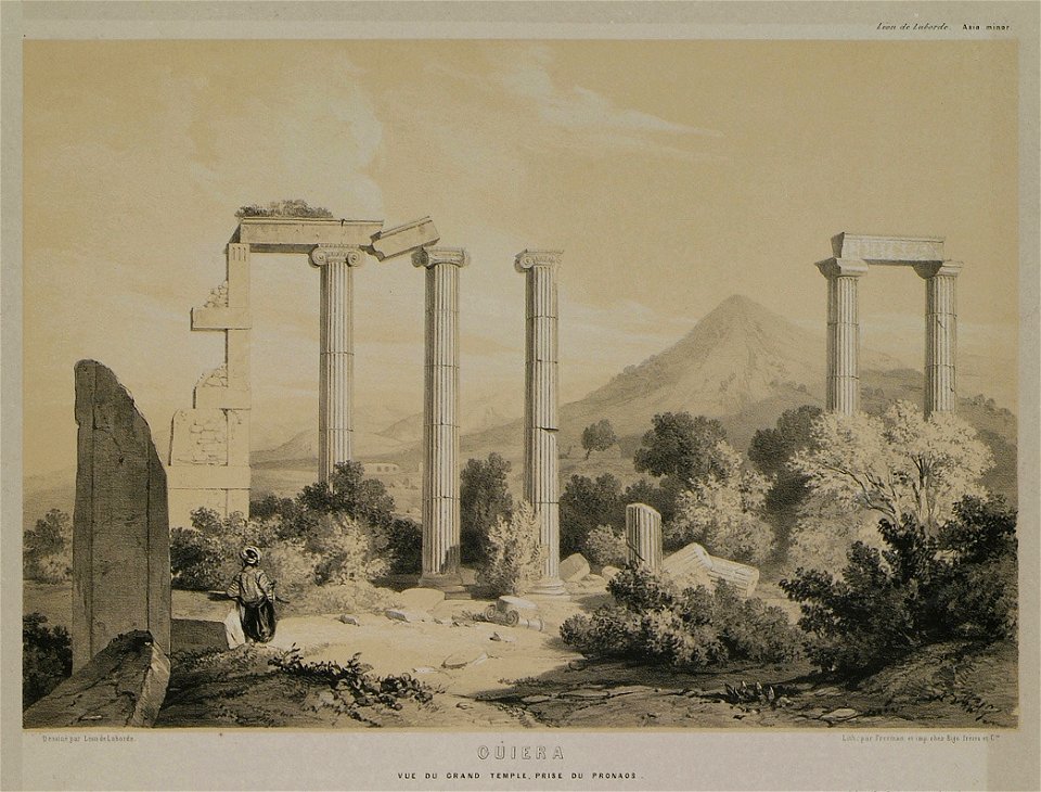 Guiera Vue du grand temple, prise du pronaos - Laborde Léon Emmanuel Simon Joseph - 1838