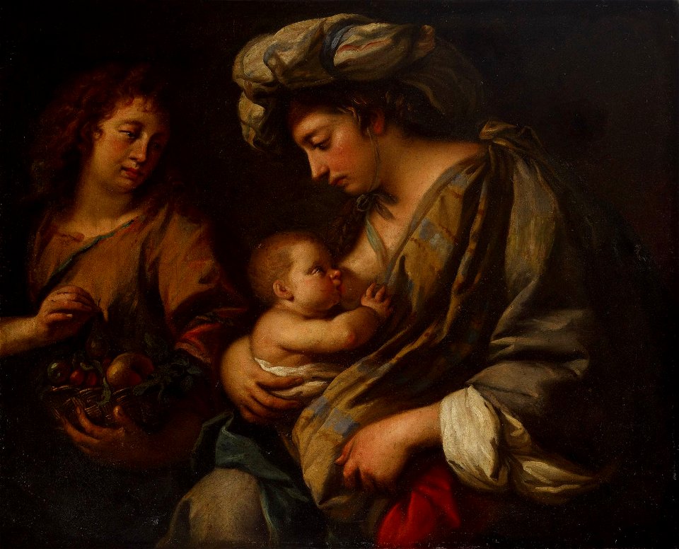 Guercino - Pakomatkalla Egyptiin. Neitsyt Maria imettää Jeesus-lasta. - S-2010-175 - Finnish National Gallery