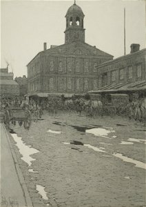 Faneuil Hall, Boston, Massachusetts by Jules Guérin, graphite on canvas