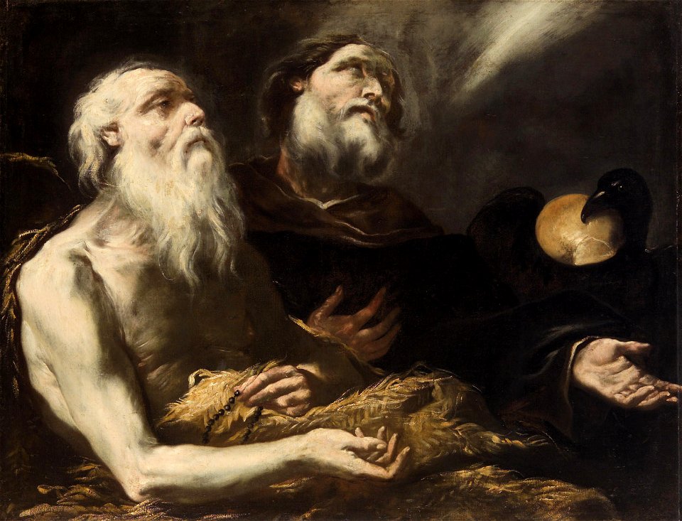 Guillaume Courtois, gen. Cortese - Die Einsiedler Paulus und Antonius mit dem Raben - GG 1638 - Kunsthistorisches Museum