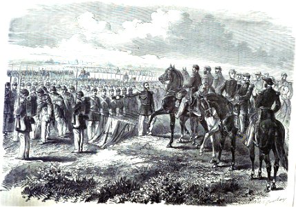 Guerre de la Plata - Capitulation des paragueéns enfermés dans la ville Uruguayana. - D'aprés un croquis de M. Francisco Rubio
