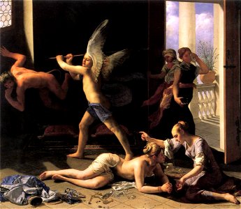 Guido Cagnacci - Martha Rebuking Mary for her Vanity - WGA03760. Free illustration for personal and commercial use.