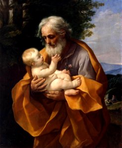 Guido Reni - St Joseph with the Infant Jesus - WGA19304. Free illustration for personal and commercial use.