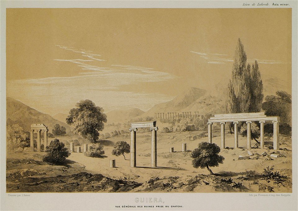 Guiera Vue générale des ruines prise du château - Laborde Léon Emmanuel Simon Joseph - 1838