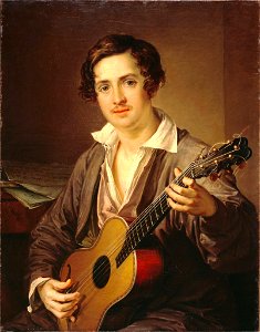 Guitarist by Tropinin 1832. Free illustration for personal and commercial use.